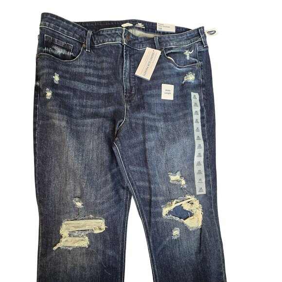 Old Navy Jeans Size 18 Distressed Power Slim Straight High Rise Ankle NWT JJ3846 - Picture 6 of 10